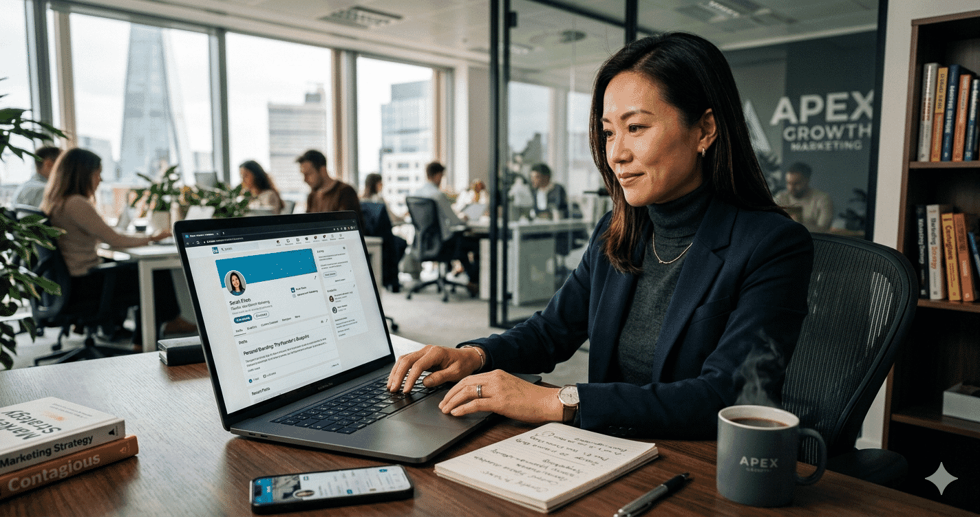 Founder building personal brand strategy on LinkedIn Founder building personal brand strategy on LinkedIn